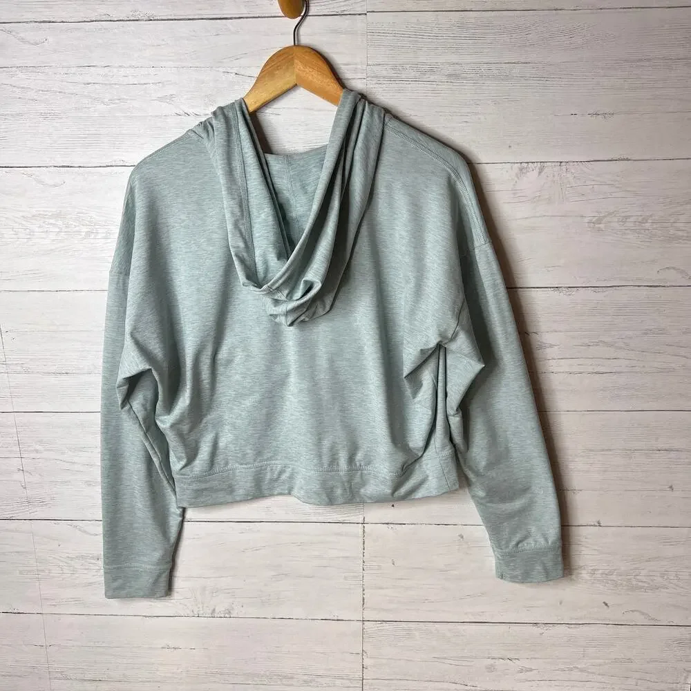 DKNY Sport Hoodie Womens Size Medium Light Teal Full Zip Jacket Stretch Comfort